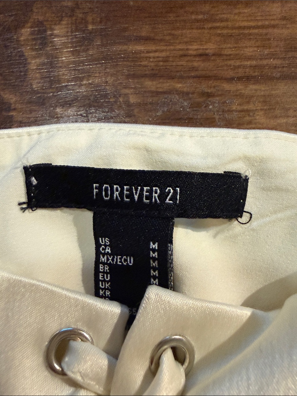 Forever 21 Ivory Satin Lace-Up Crop Top - Picture 3 of 4